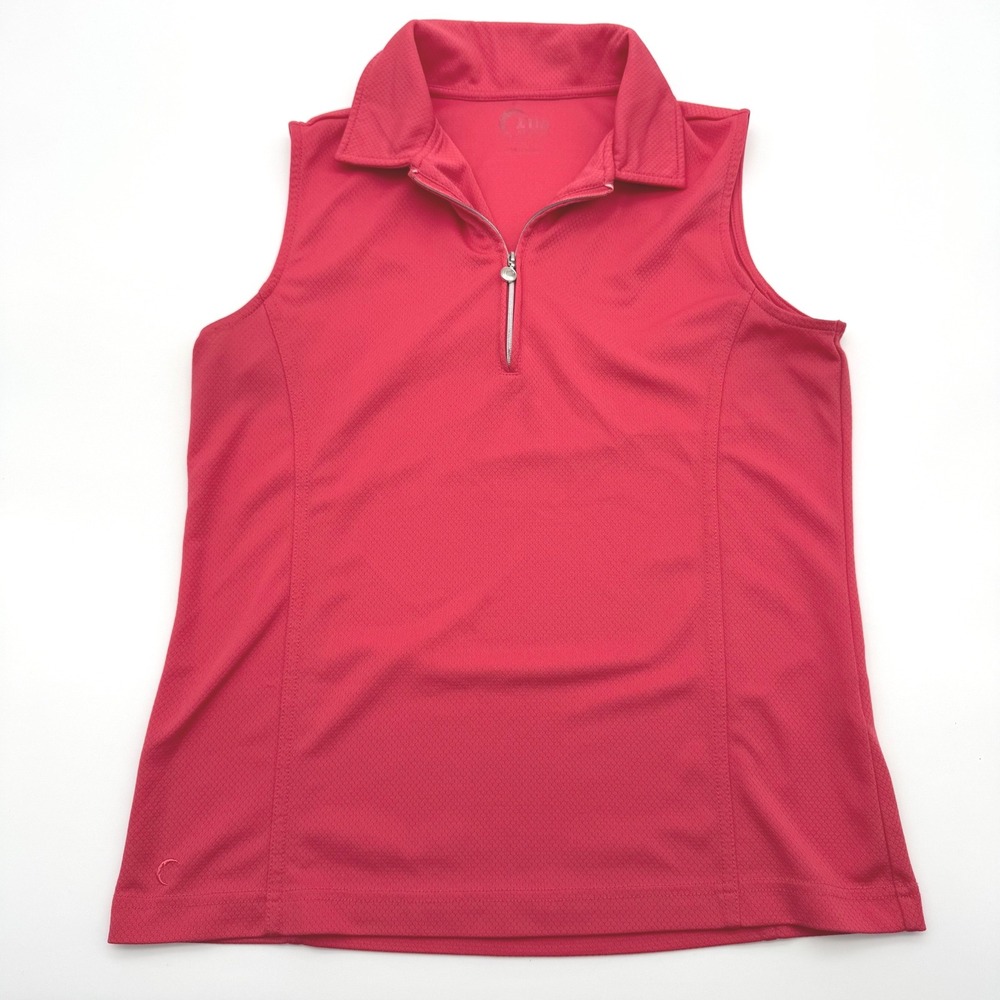 Zyia Active Womens Sleeveless Golf Polo Shirt Berry Pink Quarter Zip Tank Medium
